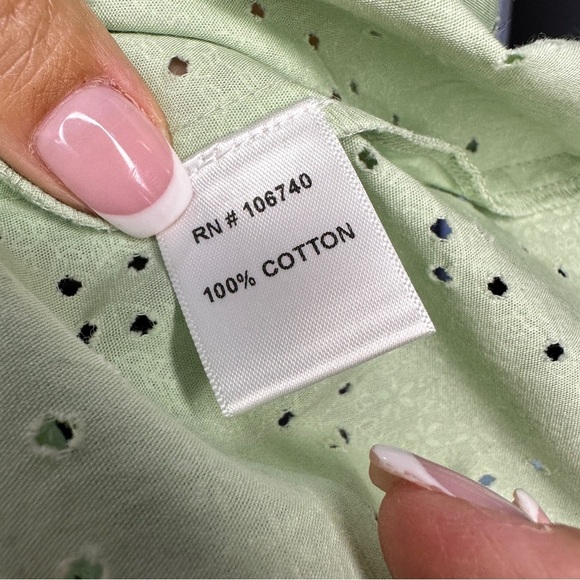 Western Back in the Saddle Mint Green Eyelet Shirt – Size M – 100% Cotton - Picture 13 of 14